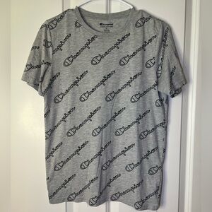 Champion Gray Short Sleeve Tee with Dynamic Pattern